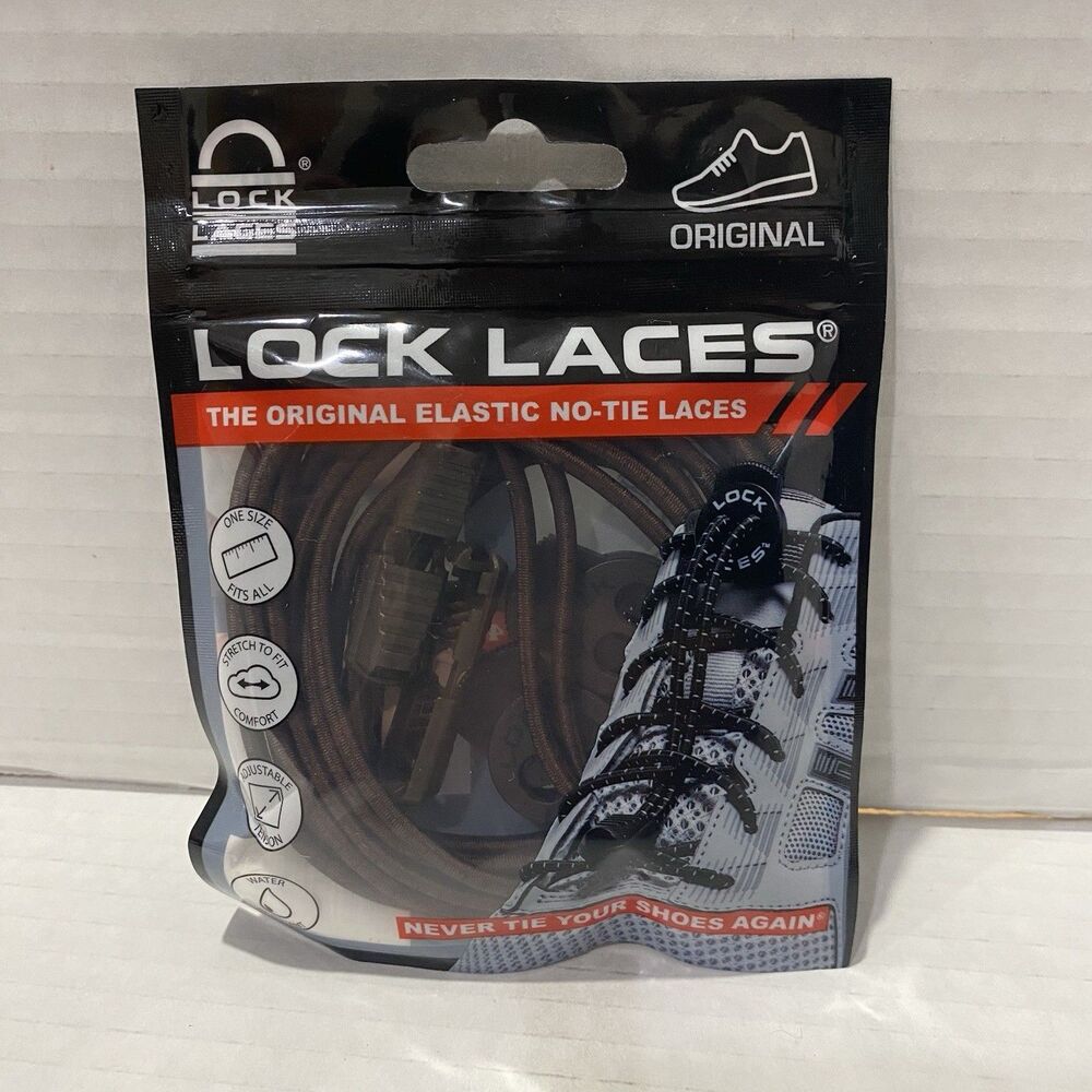 Lock Laces  Elastic No Tie Shoelaces One Size Fits All Brown
